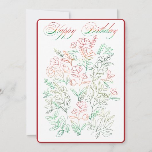 ワイルドフラワーズWハッピーバースデーカード 招待状 (正面)