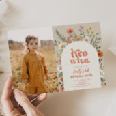 ワイルドフラワーセカンド誕生日フォト招待状 招待状