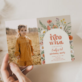 ワイルドフラワーセカンド誕生日フォト招待状 招待状