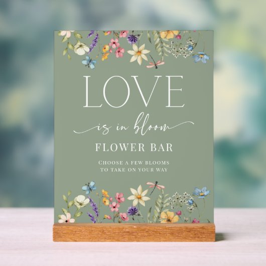 ワイルドフラワーセージブライダルシャワーフラワーバー標識 アクリルサイン (ニュートラル)