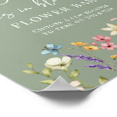 ワイルドフラワーセージブライダルシャワーフラワーバー標識 ポスター (角)