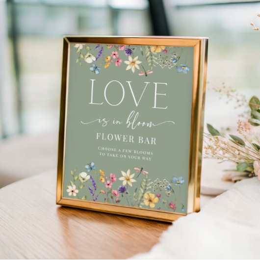 ワイルドフラワーセージブライダルシャワーフラワーバー標識 ポスター