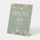 ワイルドフラワーセージブライダルシャワーミモサバー標識 台座サイン (正面)