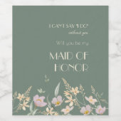 ワイルドフラワーセージメイド・オブ・オーナー（花嫁付き添い人）提案 ワインラベル (シングルラベル)