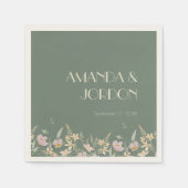 ワイルドフラワーセージ結婚デコのカクテル スタンダードカクテルナプキン (正面)