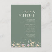 ワイルドフラワーセージ結婚デコのスケジュール エンクロージャーカード (正面)