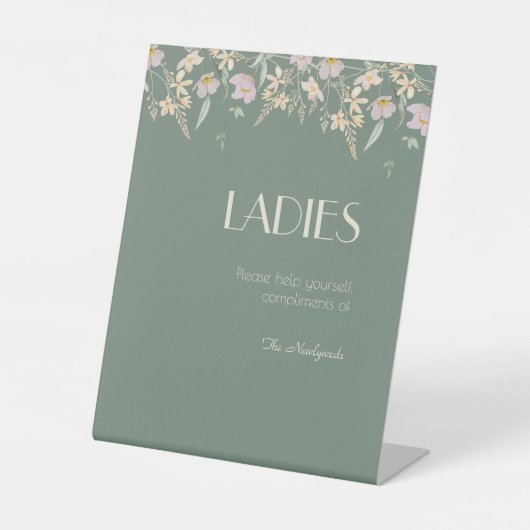 ワイルドフラワーセージ結婚デコのレディースバスルーム 台座サイン (正面)