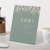 ワイルドフラワーセージ結婚デコのレディースバスルーム 台座サイン (インサイチュ)