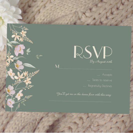 ワイルドフラワーセージ結婚デコの歌のリクエスト 出欠カード