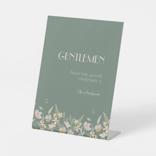 ワイルドフラワーセージ結婚デコの紳士バスルーム 台座サイン (正面)