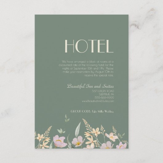 ワイルドフラワーセージ結婚デコズホテル エンクロージャーカード (正面)