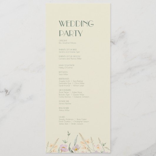 ワイルドフラワーセージ結婚式 プログラム (裏面)