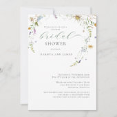 ワイルドフラワーセージ緑のカップルブライダルシャワー 招待状 (正面)
