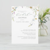 ワイルドフラワーセージ緑のカップルブライダルシャワー 招待状 (スタンド正面)
