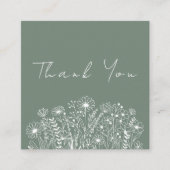 ワイルドフラワーセージ緑のボホオーダーサンキュー スクエア名刺