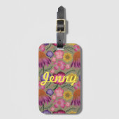 ワイルドフラワーセージ緑パーソナライズされたフローラ ラゲッジタグ (正面縦)