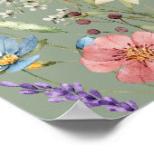 ワイルドフラワーセージ緑ブライダルシャワーウェルカムポスター ポスター (角)