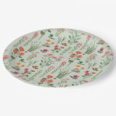 ワイルドフラワーセージ緑ブライダルシャワー ペーパープレート (アングル)