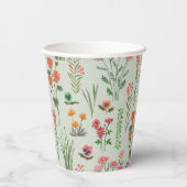 ワイルドフラワーセージ緑ブライダルシャワー 紙コップ (裏面)