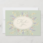 ワイルドフラワーセージ緑ベビーシャワーサンキューカード サンキューカード (正面)