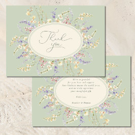 ワイルドフラワーセージ緑ベビーシャワーサンキューカード サンキューカード