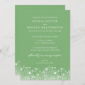 ワイルドフラワーセージ緑結婚式招待状 招待状 (正面/裏面)