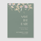 ワイルドフラワーセージDecoウェディングデイトマグネットを保存 マグネット招待状 (正面)
