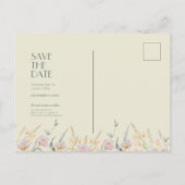 ワイルドフラワーセージDeco結婚式の日付を保存 案内ポストカード (裏面)