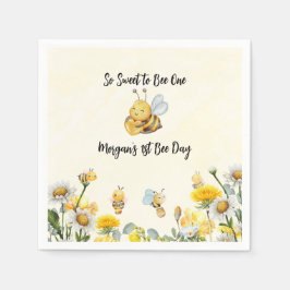 ワイルドフラワーソスウィートビーワン1stビーデイ誕生日 スタンダードカクテルナプキン