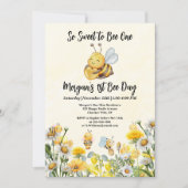 ワイルドフラワーソスウィートビーワン1stビーデイ誕生日 招待状 (正面)