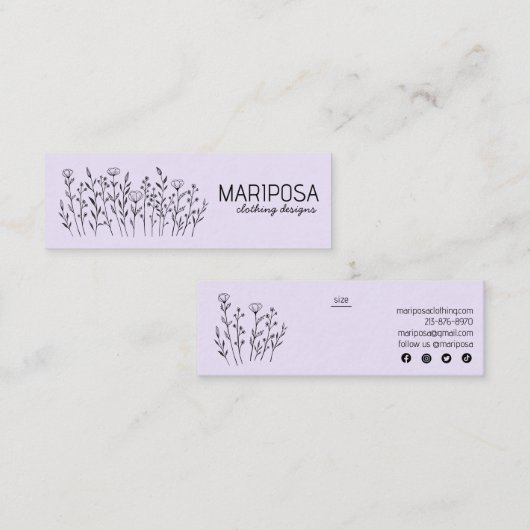 ワイルドフラワーソーシャルアイコンズ服カスタム服サイズラベル スキニー名刺 (正面/裏面)