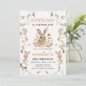 ワイルドフラワーソームバニーガール1st誕生日招待状 招待状 (スタンド正面)