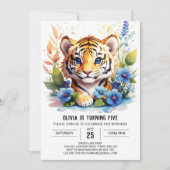 ワイルドフラワータイガーボーイ誕生日 招待状 (正面)