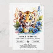 ワイルドフラワータイガーボーイ誕生日 招待状 (正面/裏面)