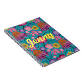 ワイルドフラワーターコイズフローラ パーソナライズされた ノートブック (右側)