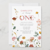 ワイルドフラワーターニングワンバースデーフローラガール 招待状 (正面)
