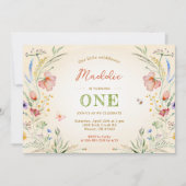 ワイルドフラワーターニング一女一女誕生日 招待状 (正面)