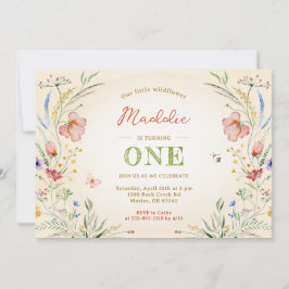 ワイルドフラワーターニング一女一女誕生日 招待状