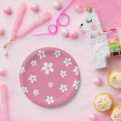 ワイルドフラワーダスティピンクかわいいベビーガール誕生日 ペーパープレート (パーティー)