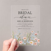 ワイルドフラワーダスティブルーピンクガーデンブライダルシャワー アクリル招待状 (インサイチュ (ポータブル))