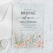 ワイルドフラワーダスティブルーピンクガーデンブライダルシャワー アクリル招待状