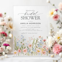 ワイルドフラワーダスティブルーピンクガーデンブライダルシャワー