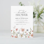 ワイルドフラワーダスティブルーピンクガーデンブライダルシャワー 招待状 (スタンド正面)