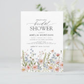 ワイルドフラワーダスティブルーピンクガーデンブライダルシャワー 招待状 (スタンド正面)