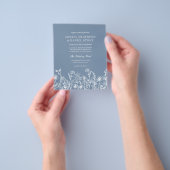 ワイルドフラワーダスティブルーフォト結婚式招待状 チラシ (手)