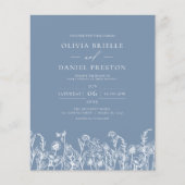 ワイルドフラワーダスティブルーフォト結婚式招待状 チラシ (正面)