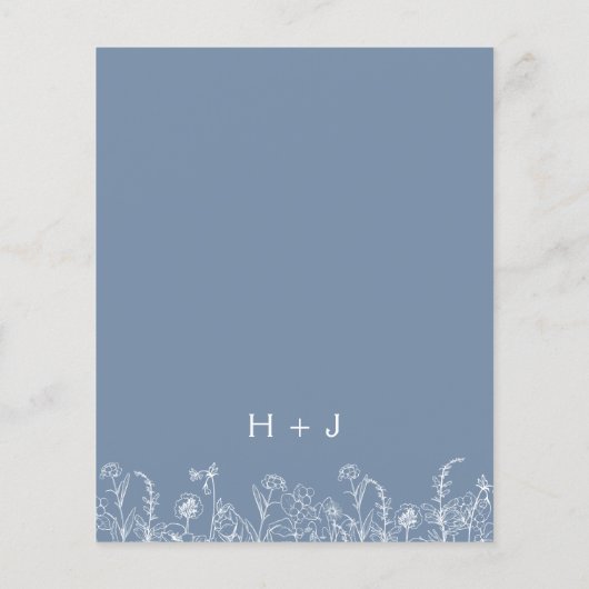 ワイルドフラワーダスティブルーボタニカル結婚式招待状 (裏面)
