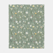 ワイルドフラワーダスティージュセージフローラグリーン フリースブランケット (正面)