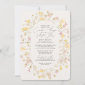 ワイルドフラワーダブルアーチIvor RSVP QRコード結婚s 招待状 (正面)