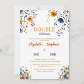 ワイルドフラワーダブルジョイント誕生祝い 招待状 (正面)